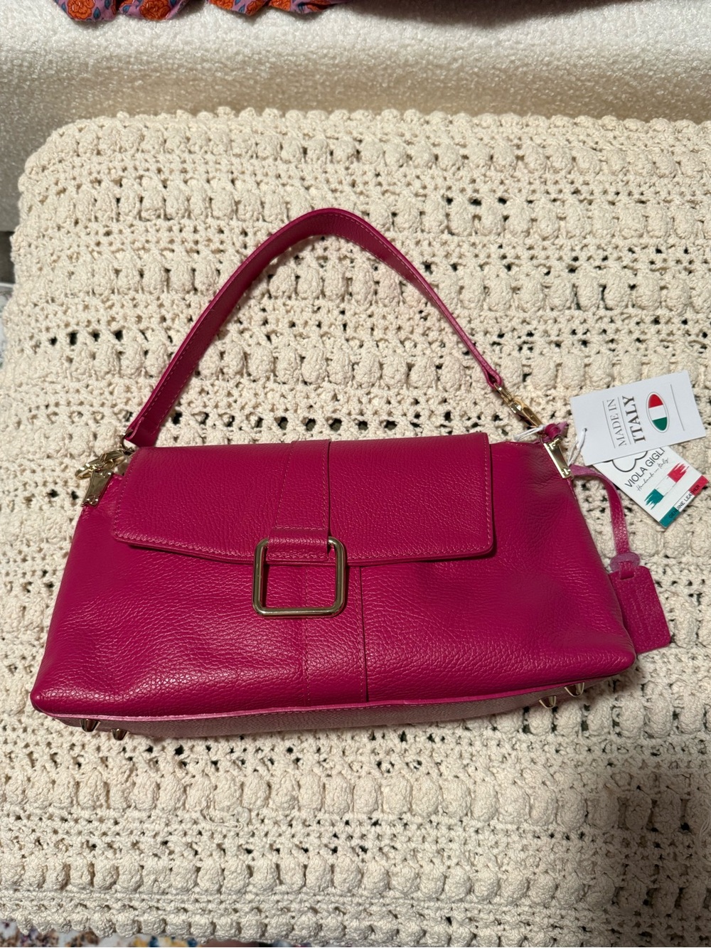 Made in Italy pink leather purse